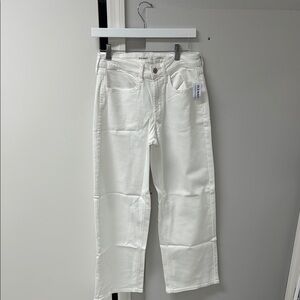 High rise wide leg white jeans